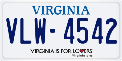 VA license plate VLW4542