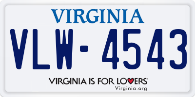 VA license plate VLW4543