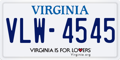 VA license plate VLW4545