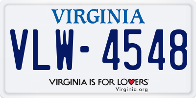 VA license plate VLW4548