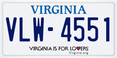 VA license plate VLW4551