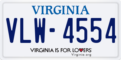 VA license plate VLW4554