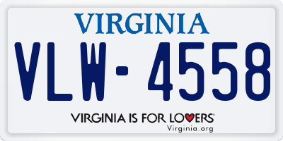 VA license plate VLW4558