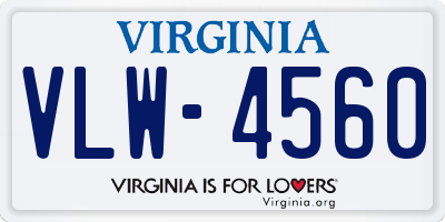 VA license plate VLW4560