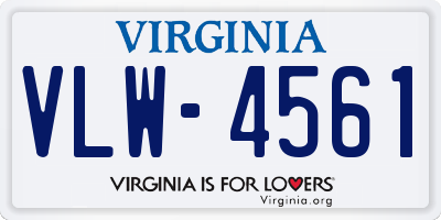 VA license plate VLW4561