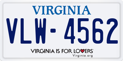 VA license plate VLW4562