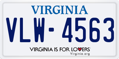 VA license plate VLW4563