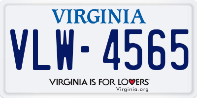 VA license plate VLW4565