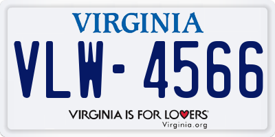 VA license plate VLW4566