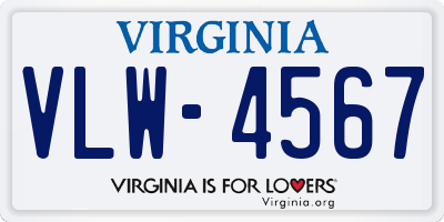 VA license plate VLW4567