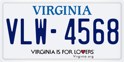 VA license plate VLW4568