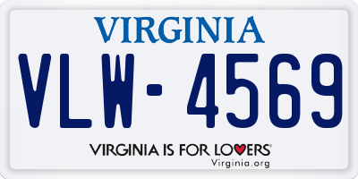 VA license plate VLW4569