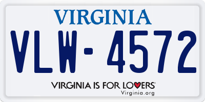 VA license plate VLW4572