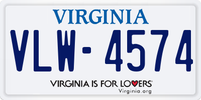 VA license plate VLW4574