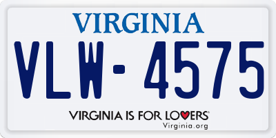 VA license plate VLW4575