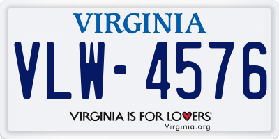 VA license plate VLW4576