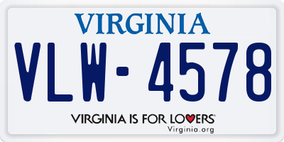 VA license plate VLW4578