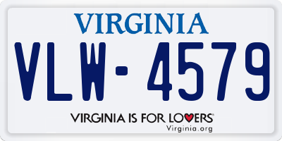 VA license plate VLW4579