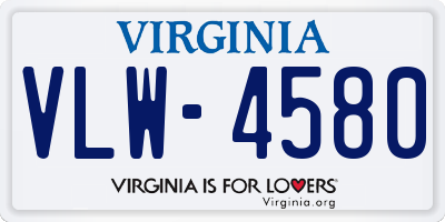 VA license plate VLW4580