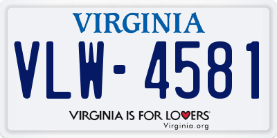 VA license plate VLW4581