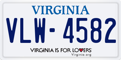 VA license plate VLW4582