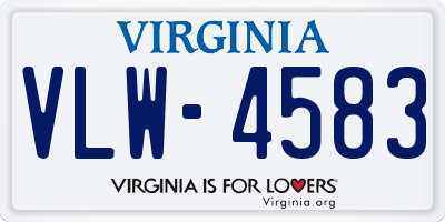 VA license plate VLW4583