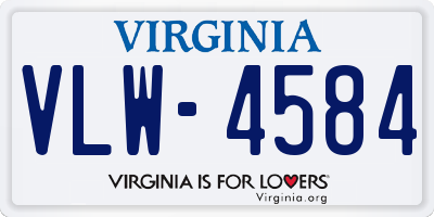 VA license plate VLW4584