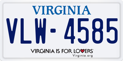 VA license plate VLW4585