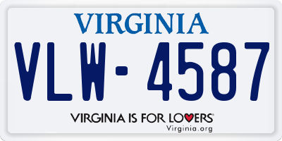 VA license plate VLW4587