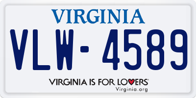 VA license plate VLW4589