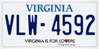 VA license plate VLW4592