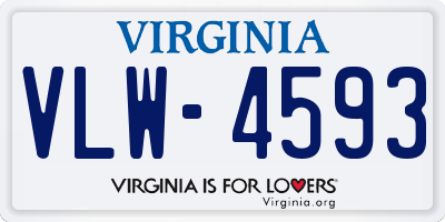 VA license plate VLW4593