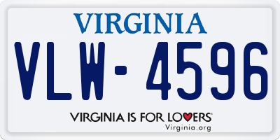 VA license plate VLW4596