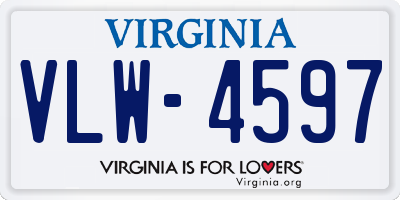 VA license plate VLW4597