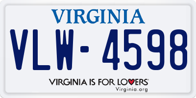 VA license plate VLW4598