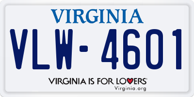 VA license plate VLW4601