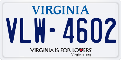 VA license plate VLW4602