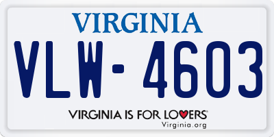 VA license plate VLW4603