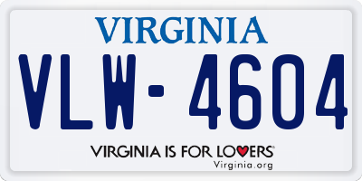 VA license plate VLW4604