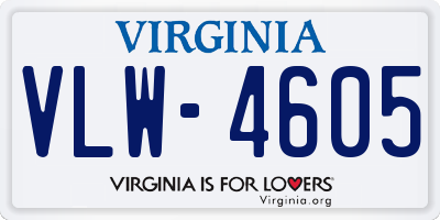 VA license plate VLW4605