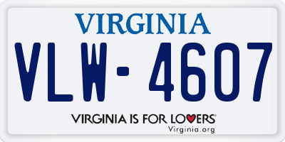 VA license plate VLW4607