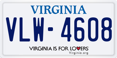 VA license plate VLW4608