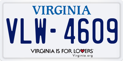 VA license plate VLW4609