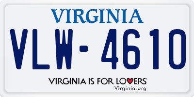 VA license plate VLW4610