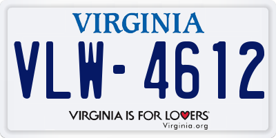 VA license plate VLW4612