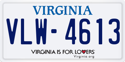 VA license plate VLW4613