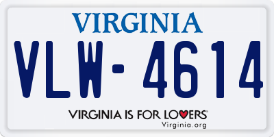 VA license plate VLW4614