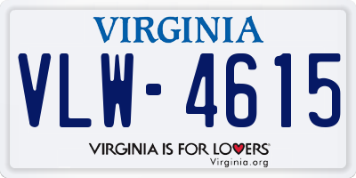 VA license plate VLW4615