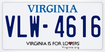 VA license plate VLW4616