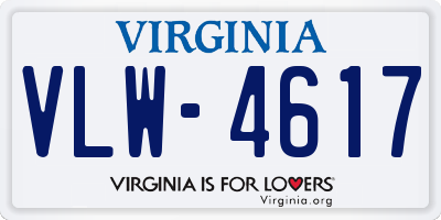 VA license plate VLW4617